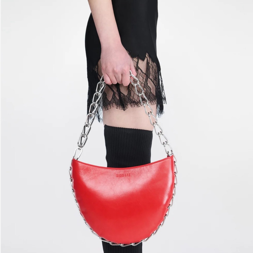 Dion Lee Calf Circle Chain Bag in Red